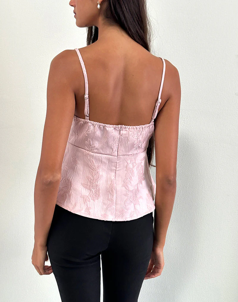 Amerta Cami Top aus Satin Jacquard Babyrosa - Image 3
