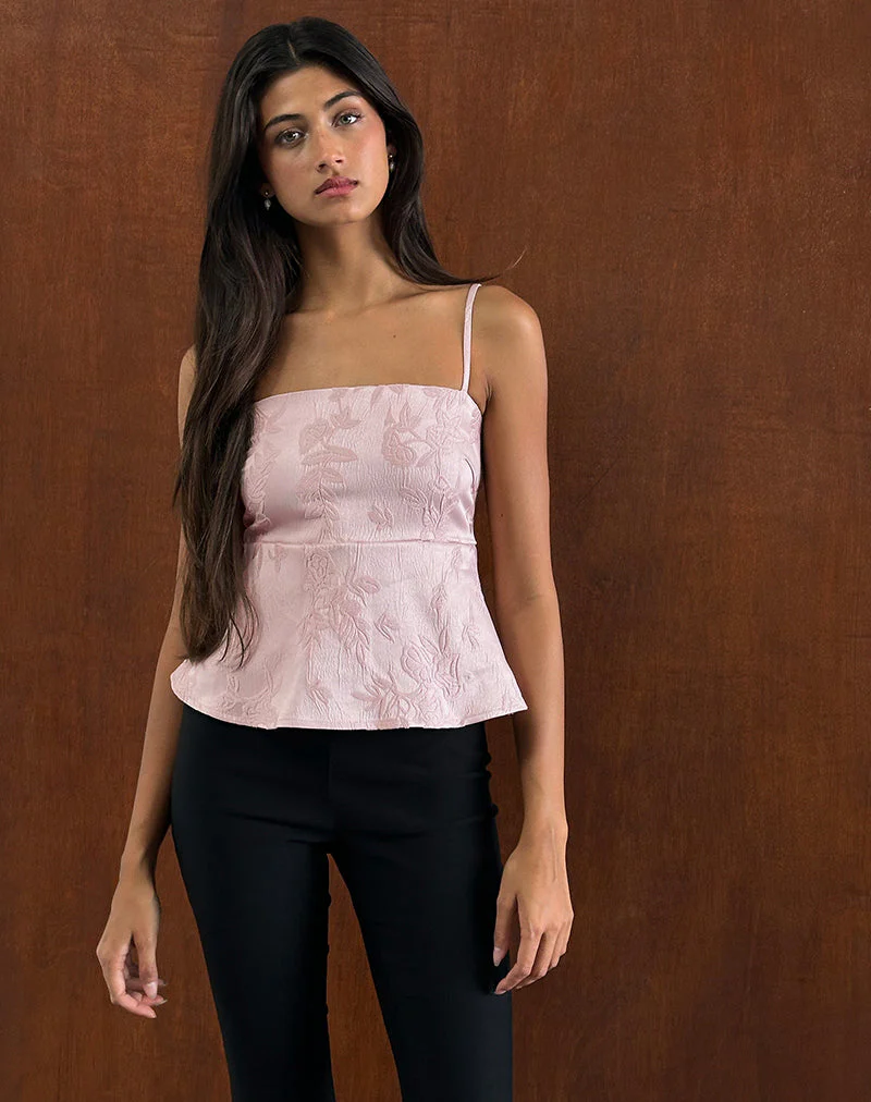 Amerta Cami Top aus Satin Jacquard Babyrosa - Image 4