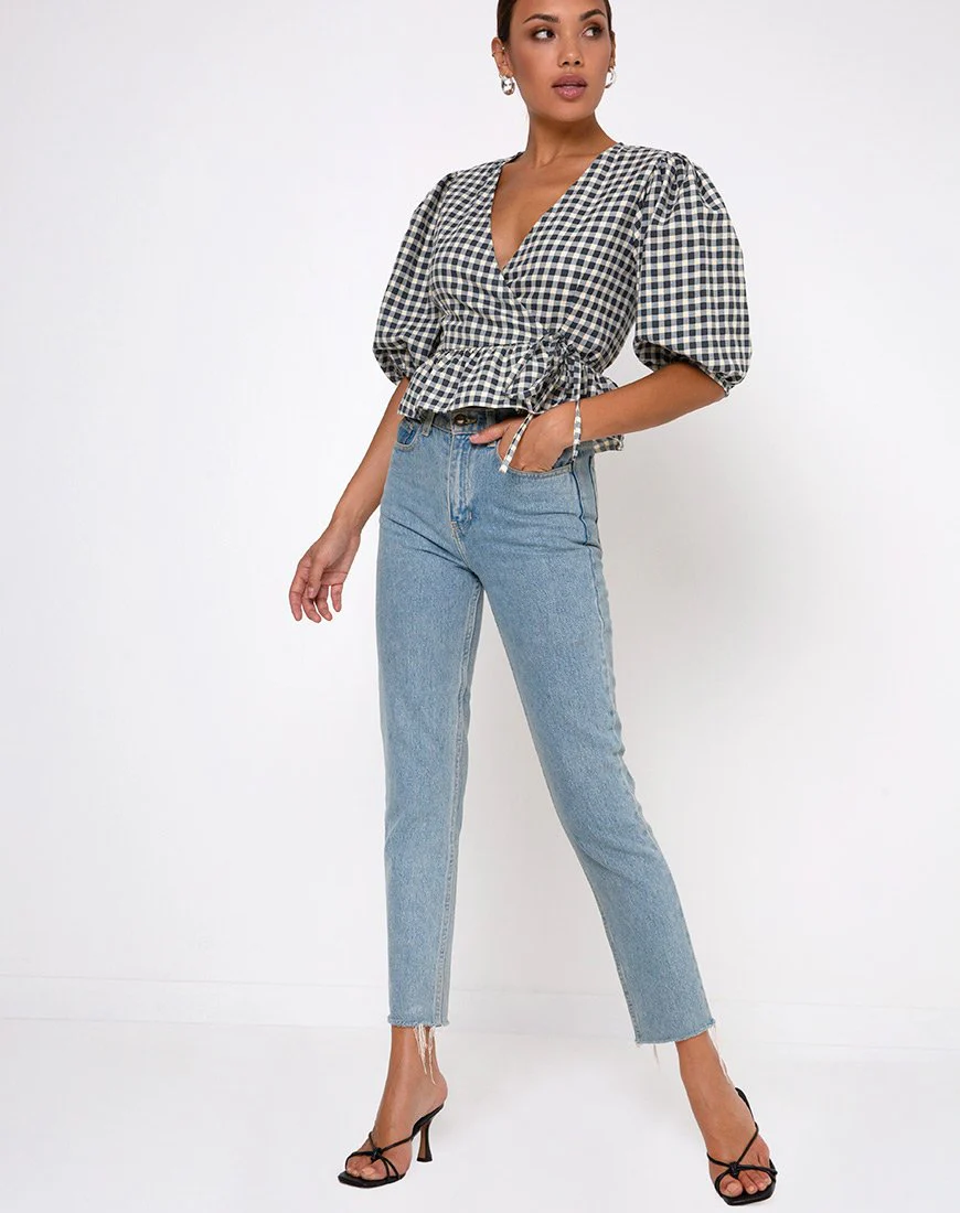 Amiya Top in Gingham Creme - Image 3