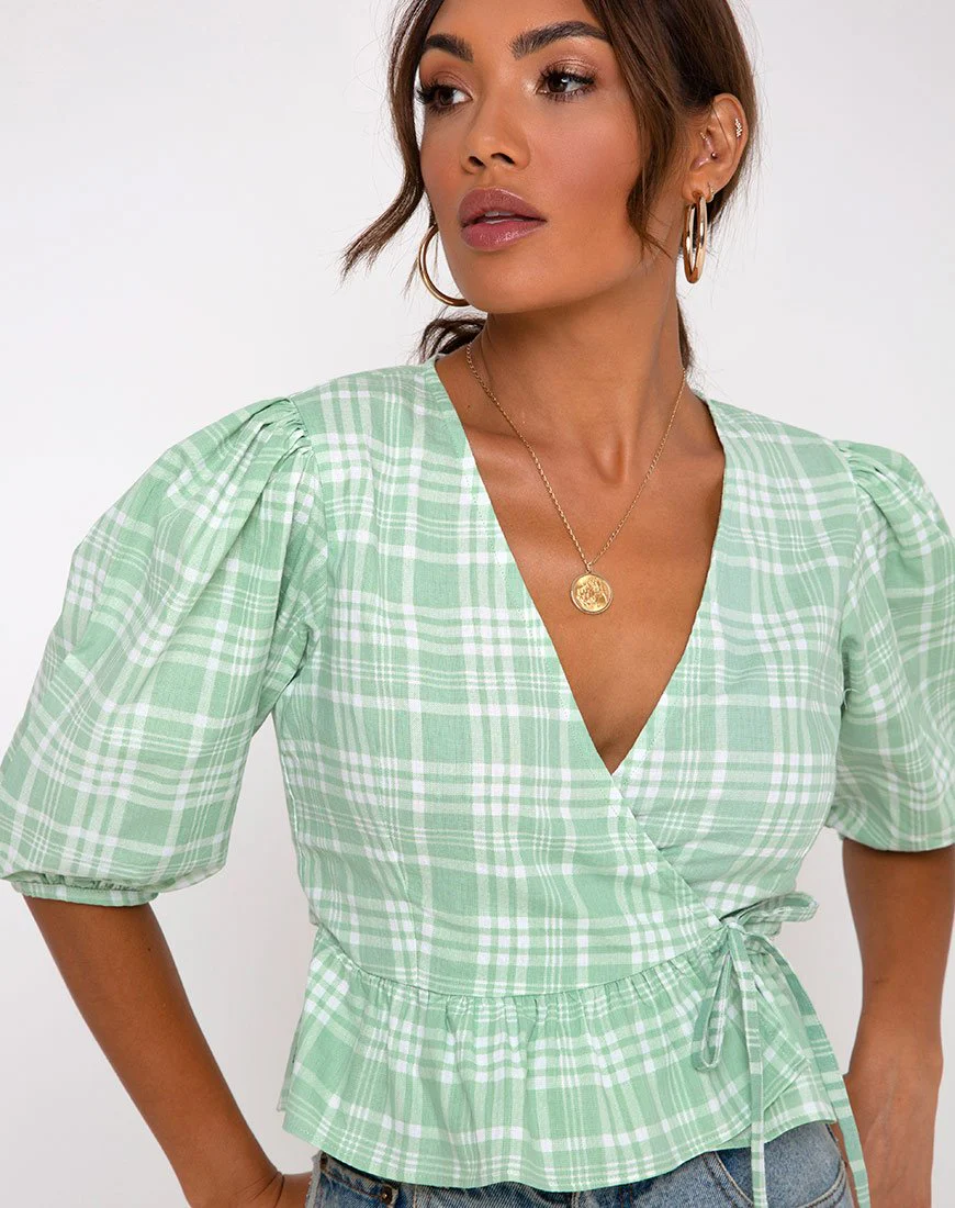 Amiya Top in Tischtuch Neo Mint