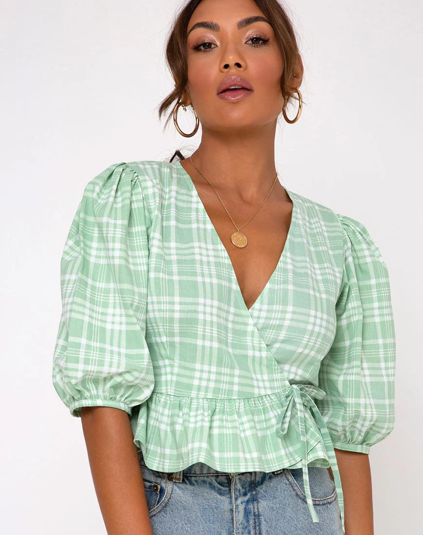 Amiya Top in Tischtuch Neo Mint - Image 2