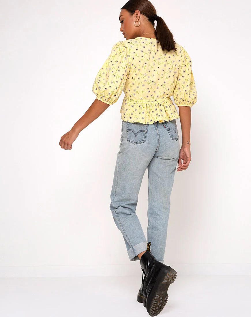 Amiya Top in Wild Flower Lemon Drop - Image 4