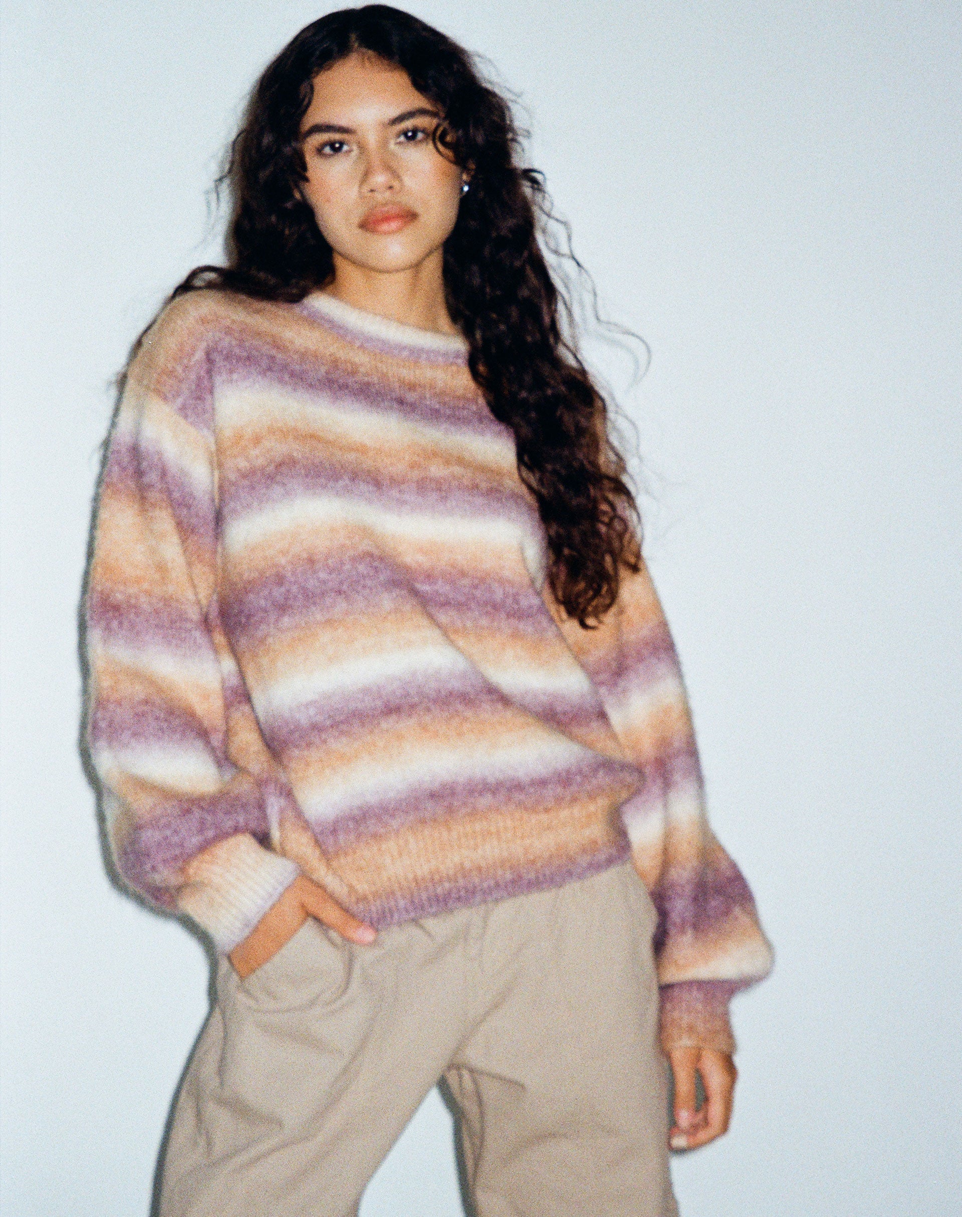 Ammaria Pullover in Lila Braun Creme