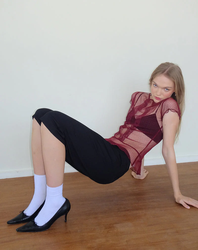 Amrita Top aus burgunderfarbenem Dobby-Mesh - Image 3