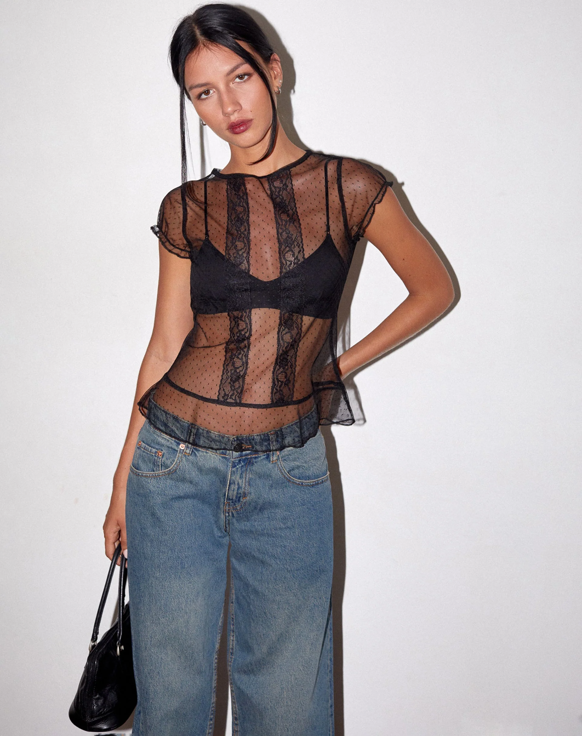 Amrita Ungefüttertes Top aus Dobby Mesh Schwarz - Image 2