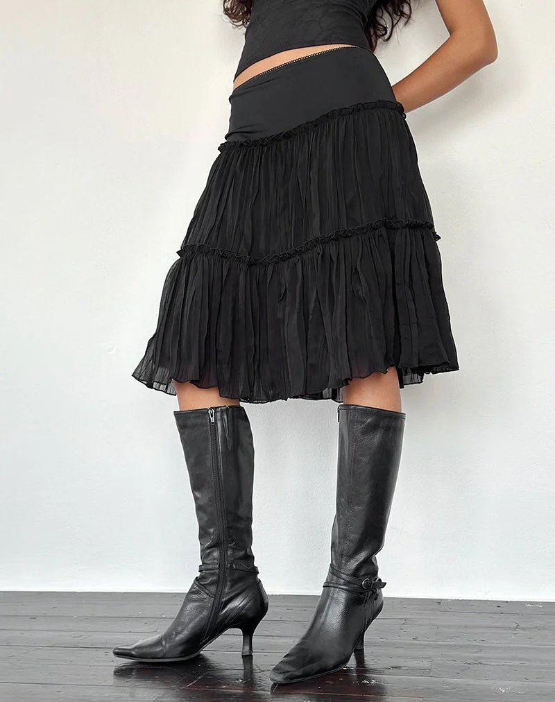 Anahita Stufenrock aus Chiffon Schwarz