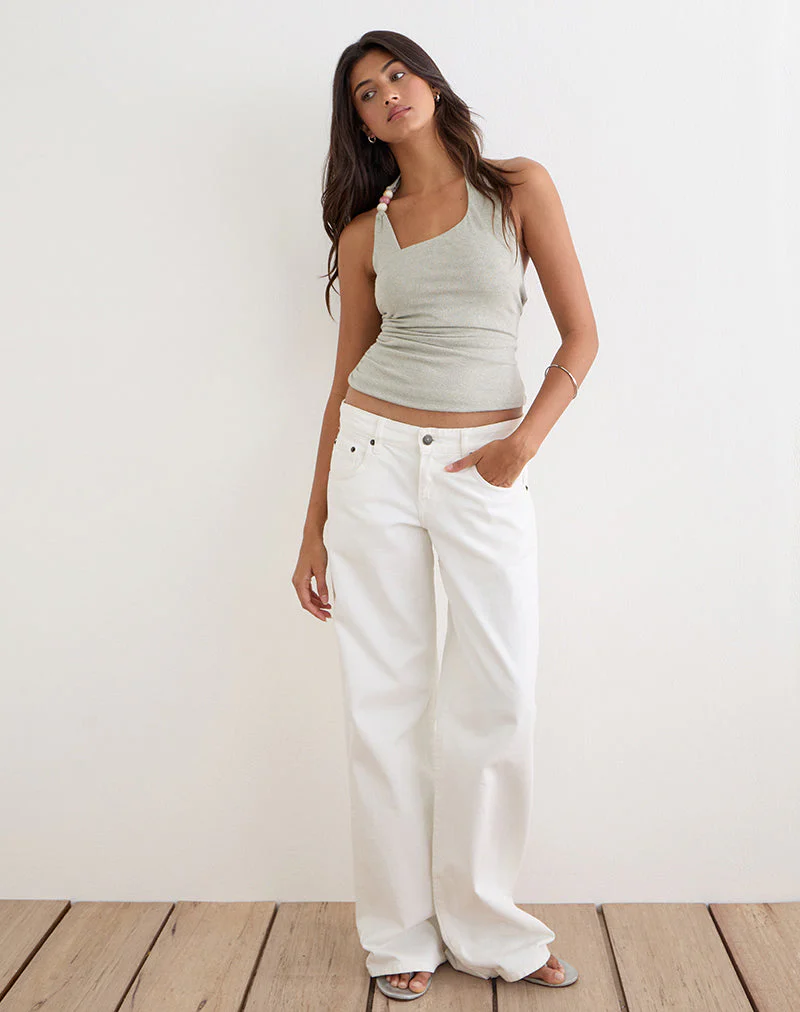 Anari Top in Shimmer Knit Light Grey - Image 4
