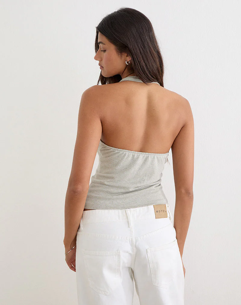 Anari Top in Shimmer Knit Light Grey - Image 5