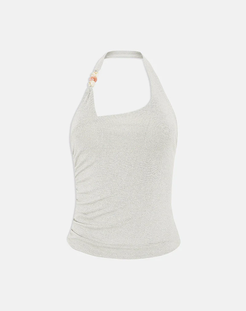 Anari Top in Shimmer Knit Light Grey - Image 7