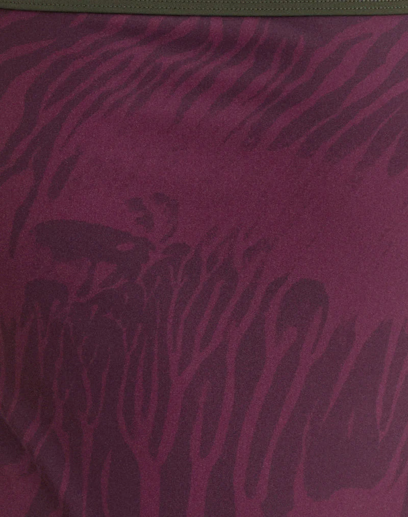 Anavah Badeanzug in abstraktem Zebra-Burgunderrot mit grüner Einfassung - Image 7