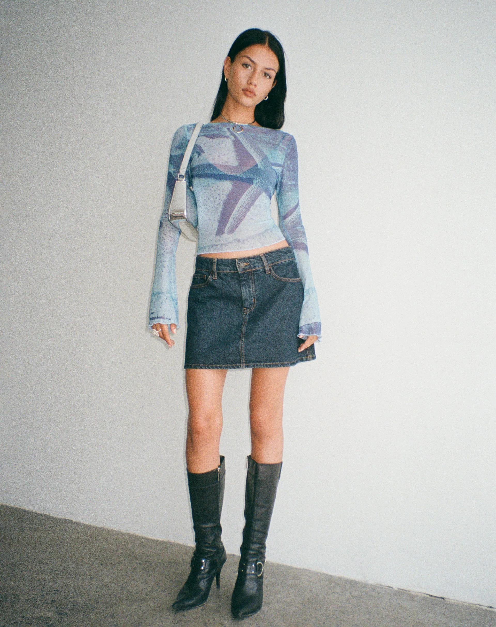 Anchi Mesh Long Sleeve Top in Blau Seestern Fotodruck - Image 5