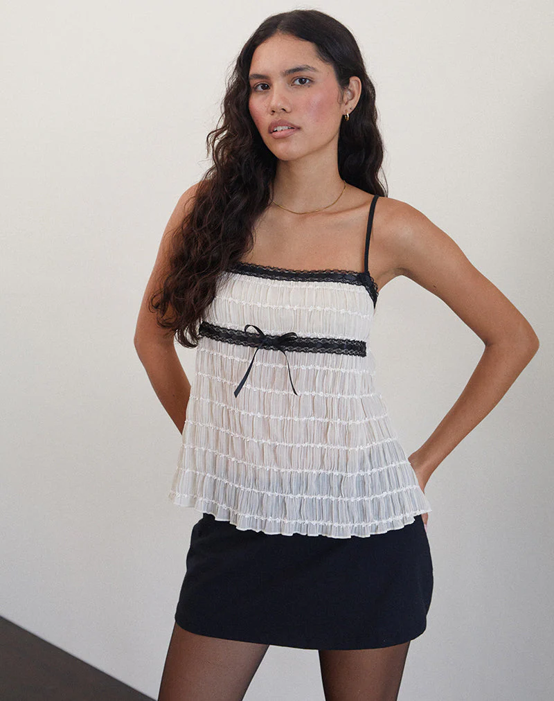 Ancika Cami Top aus strukturiertem Chiffon Elfenbein - Image 4