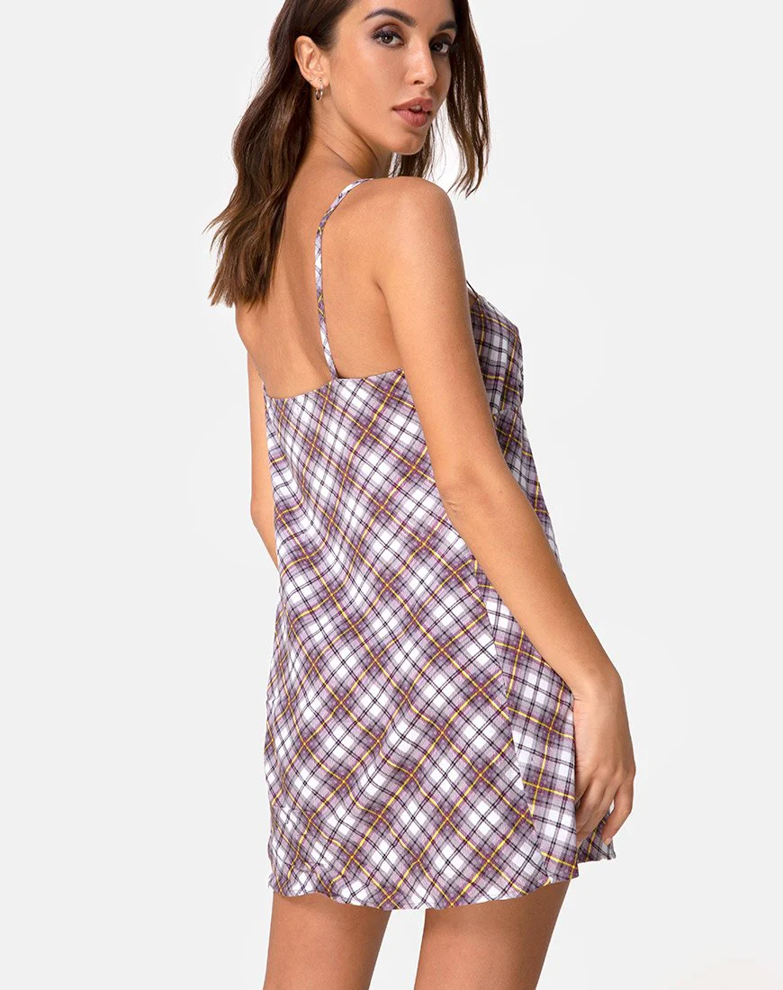 Andin Slip Dress in Grunge Check Lila - Image 2