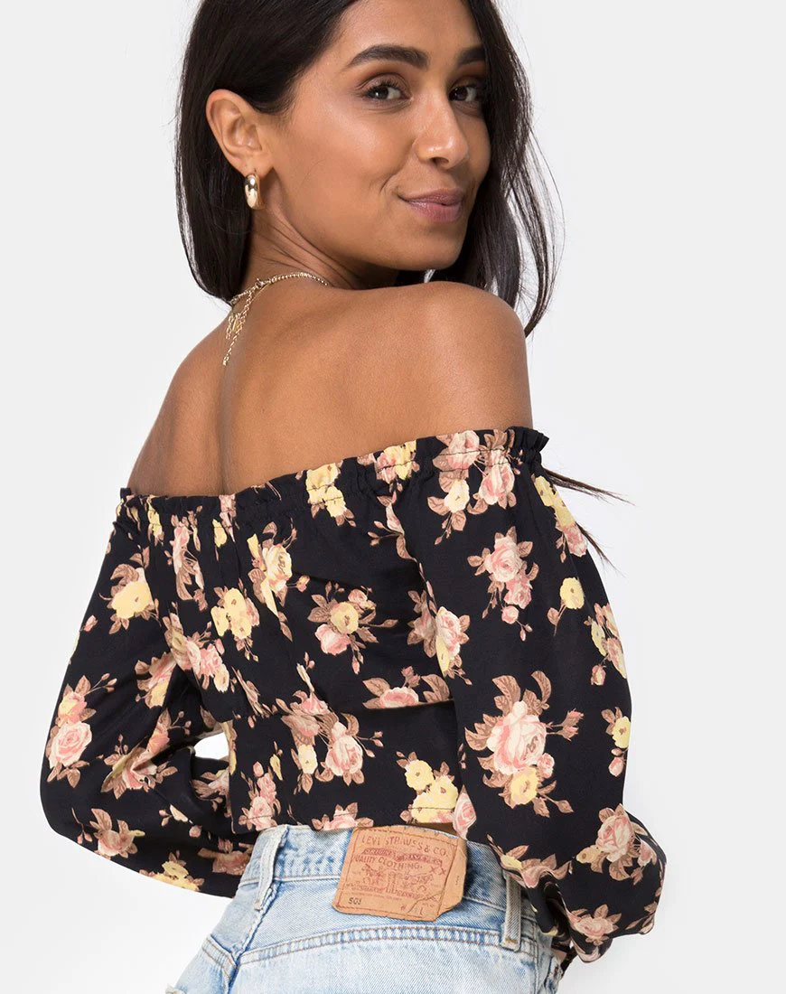 Aneca Schulterfreies Top in Antique Rose Schwarz - Image 2