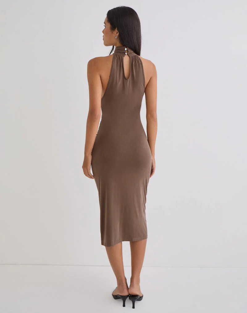 Anezka Midikleid in Bitterschokolade - Image 3