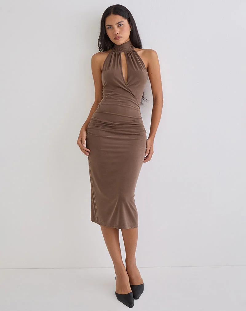 Anezka Midikleid in Bitterschokolade - Image 4