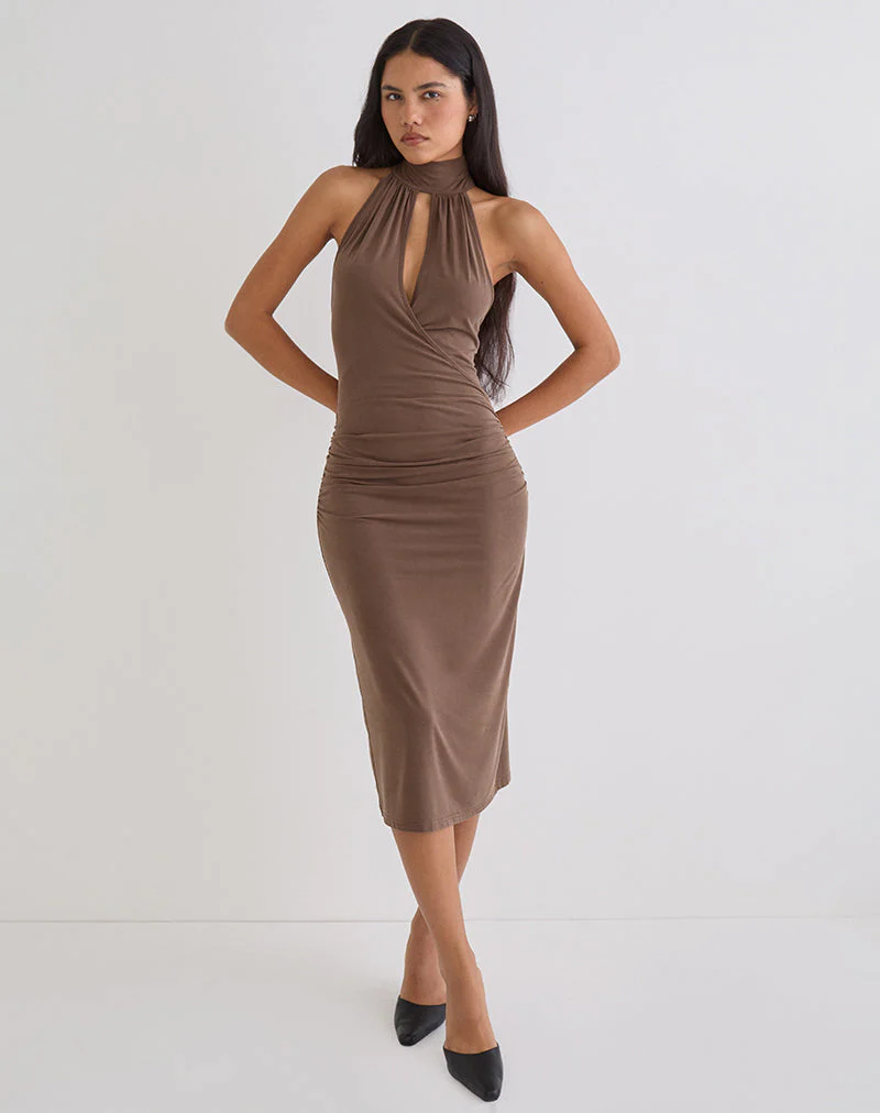Anezka Midikleid in Bitterschokolade - Image 5