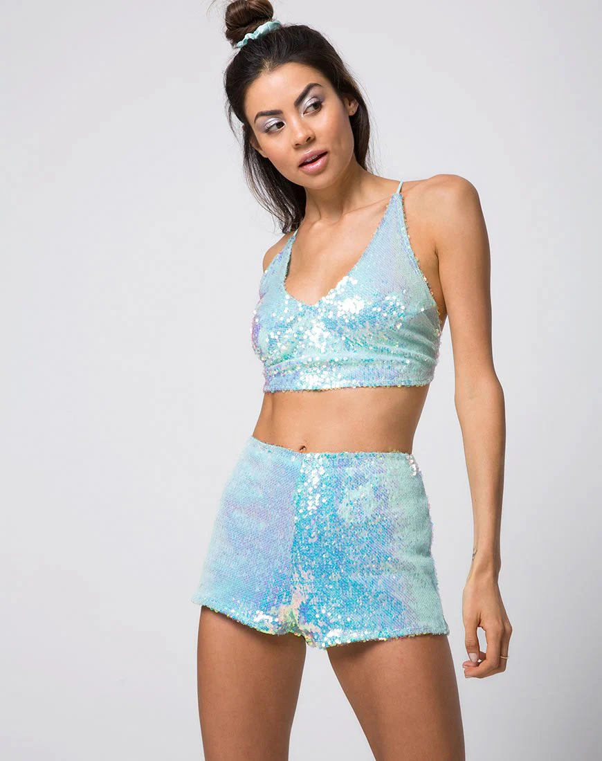 Angel Crop Top in Fishcale Pailletten Candy Unicorn - Image 2