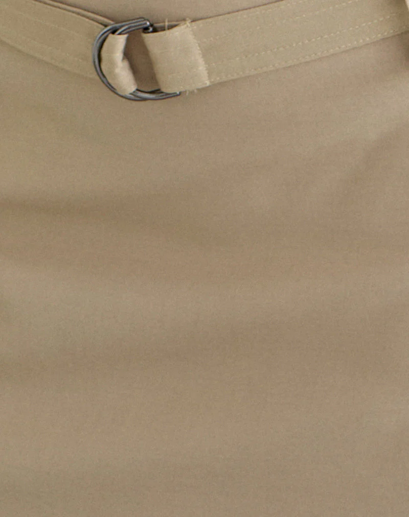 Anica Midi Skirt with Belt in Beige - Image 6