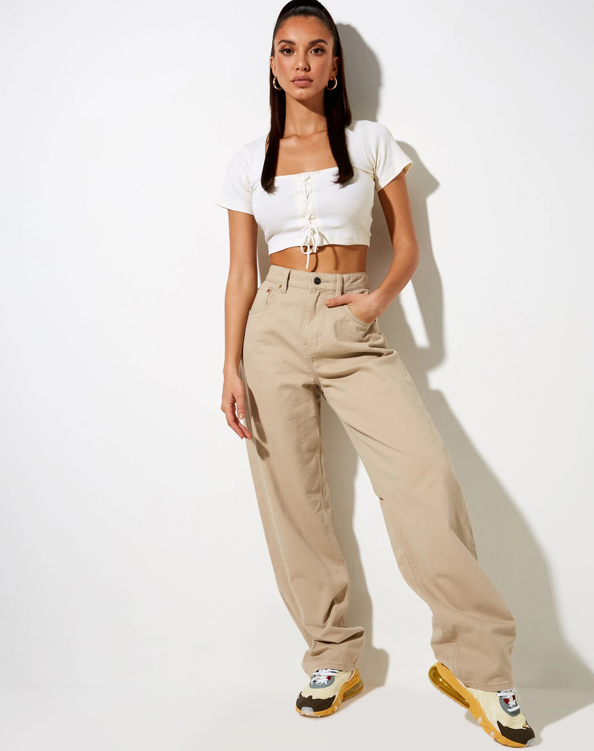 Anjali Crop Top in Rippe Elfenbein - Image 3