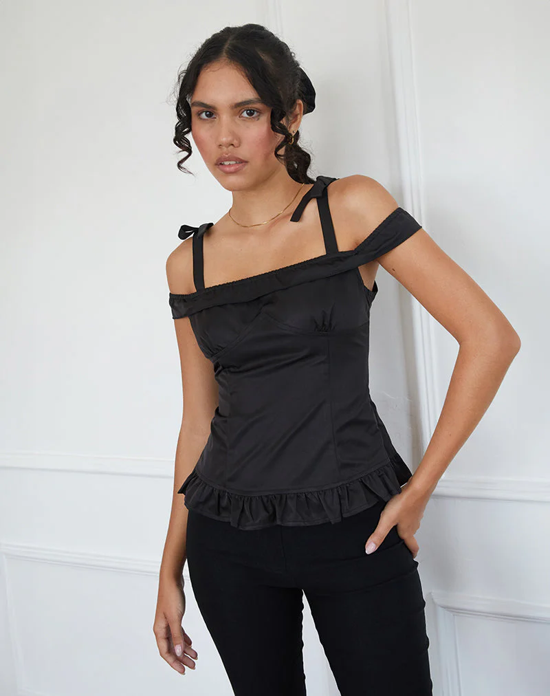 Anneli Rüschensaum-Top in Schwarz - Image 2