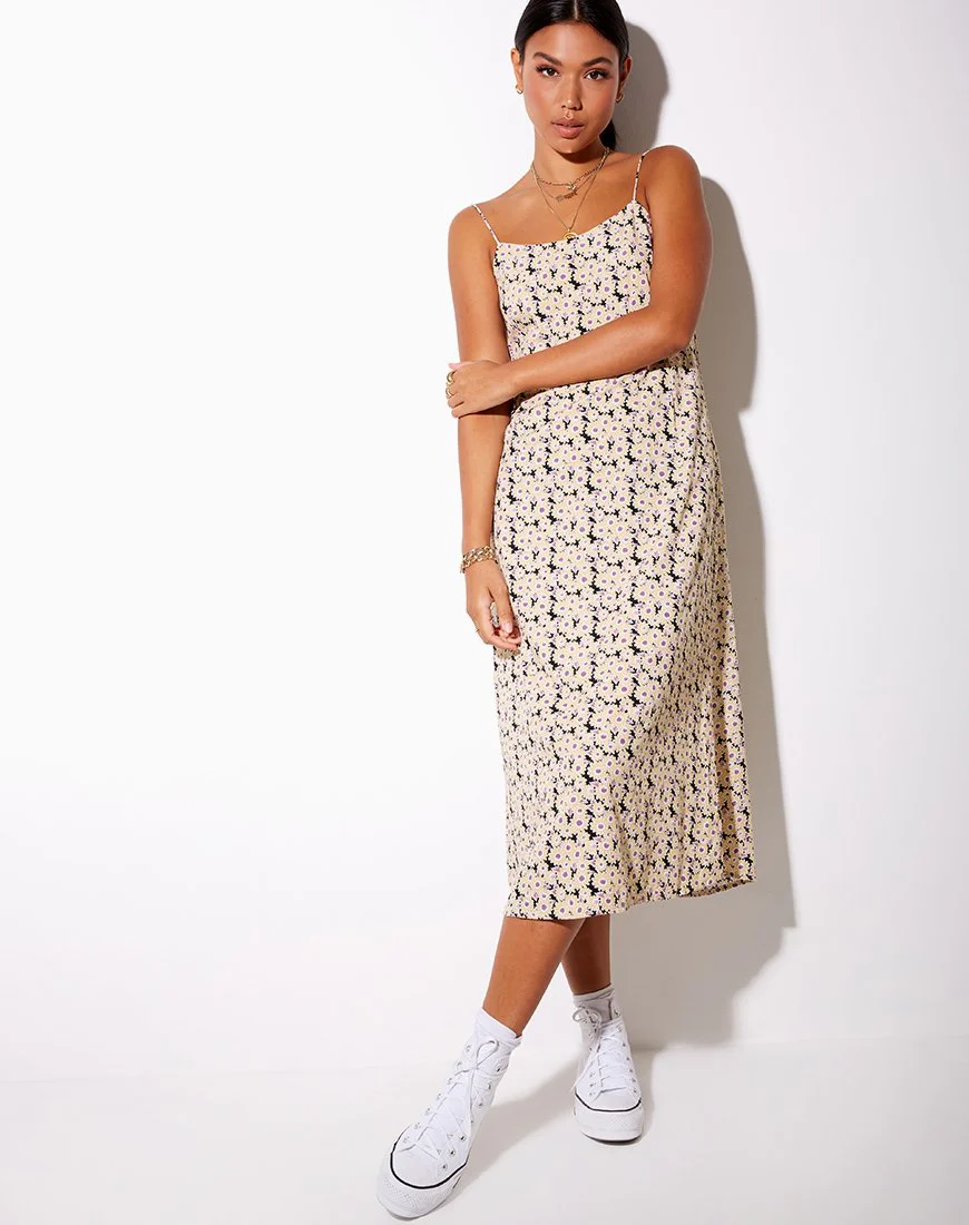 Anya Midikleid in Daisy Day Cream - Image 3