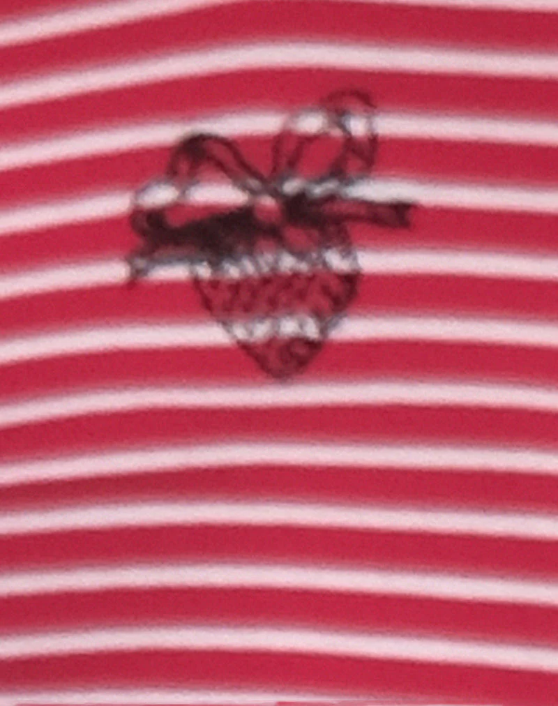 Anzhelina Träger-Minikleid in Rot und Weiß gestreift mit Erdbeer-Emblem - Image 5