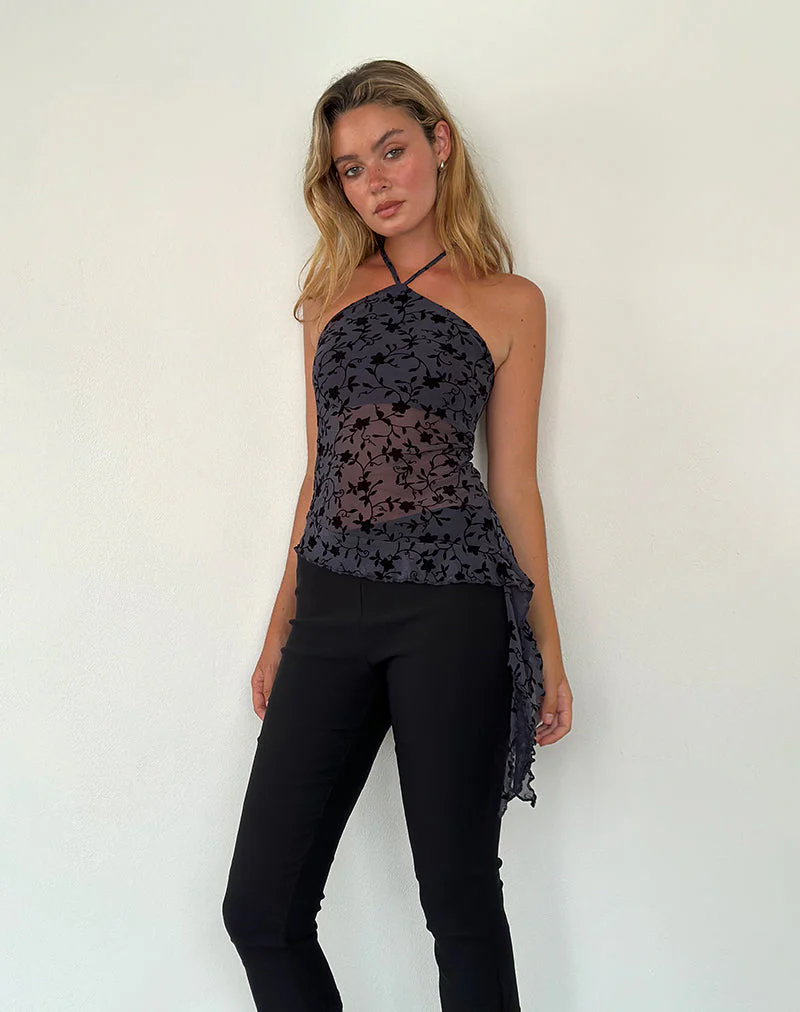 Arabella Neckholder-Top in Pretty Petal Flock Navy