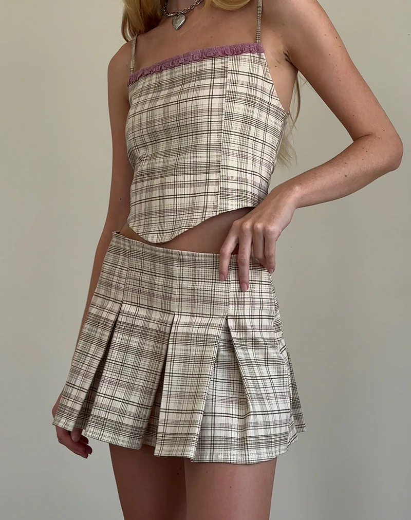 Archie Korsett-Top in Creme Pastell Karo - Image 4