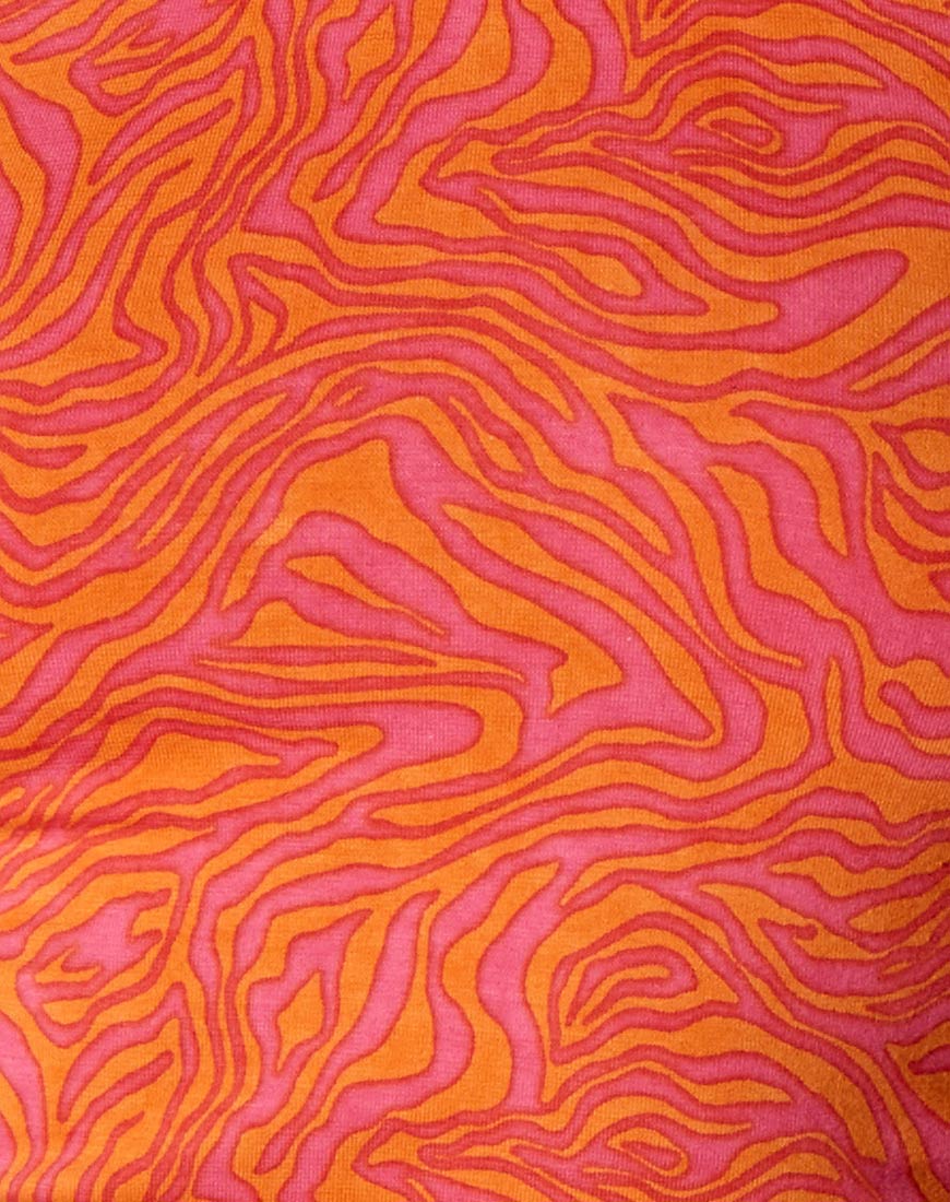 Ardilla Bodycon Kleid in Trippy Waves Mandarine und Rosa - Image 6