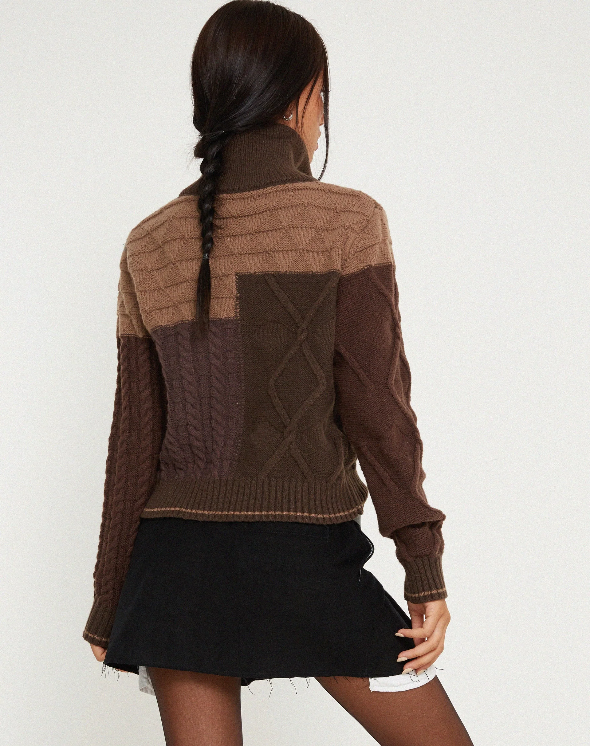 Arelius Strickjacke in tonalem Braun - Image 3