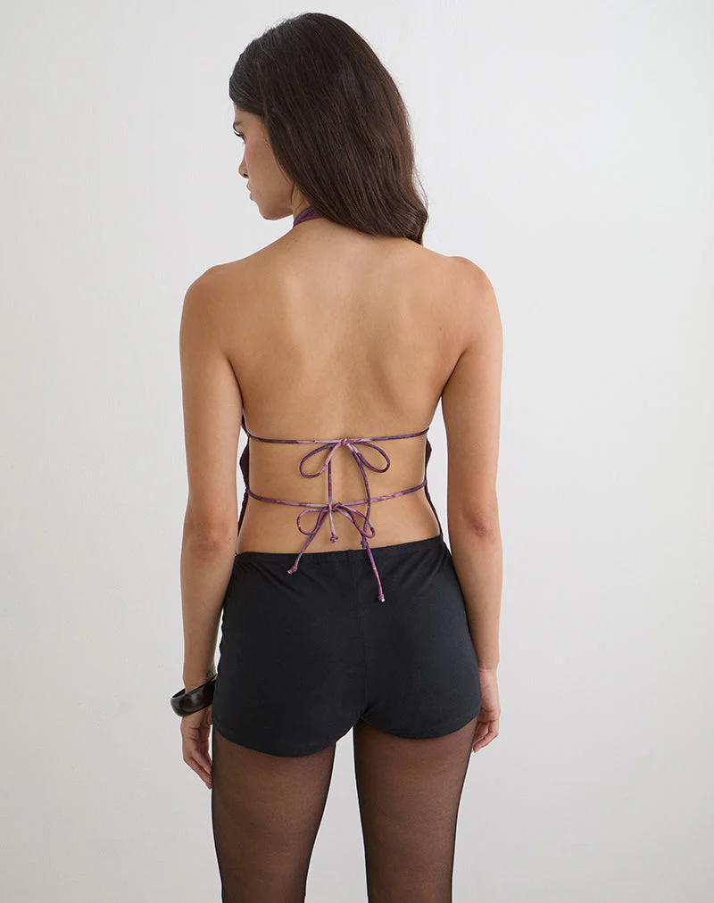 Ares Neckholder-Top in Purpur mit edlem Paisley-Muster - Image 2