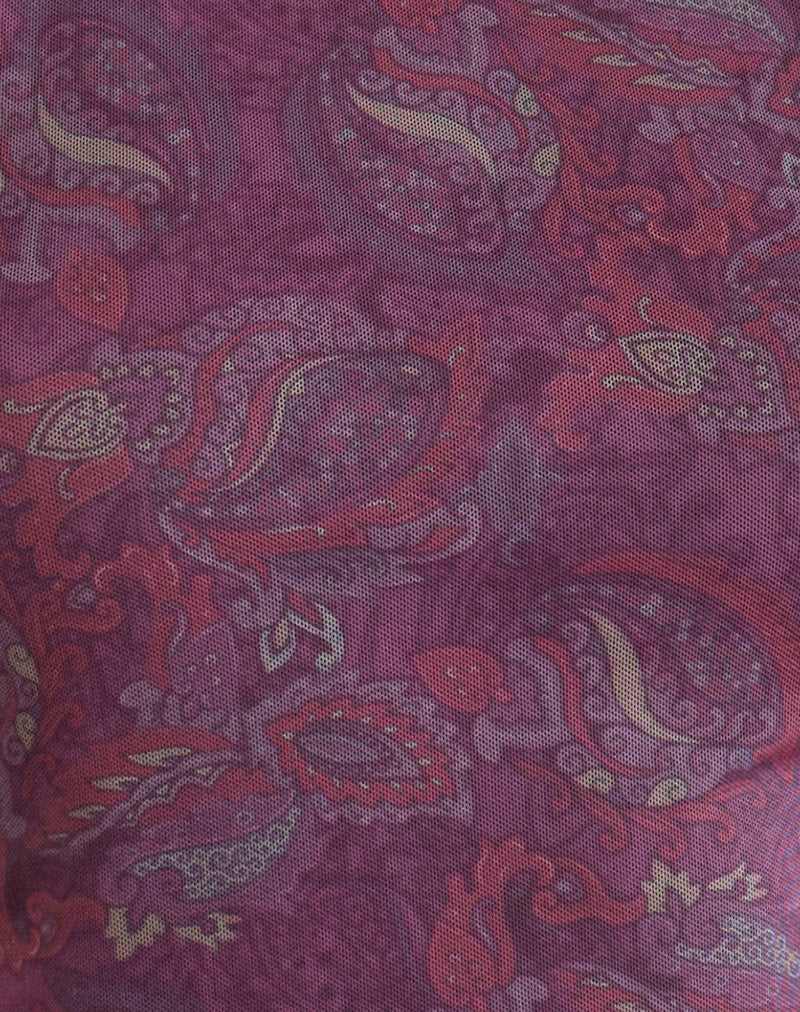 Ares Neckholder-Top in Purpur mit edlem Paisley-Muster - Image 6