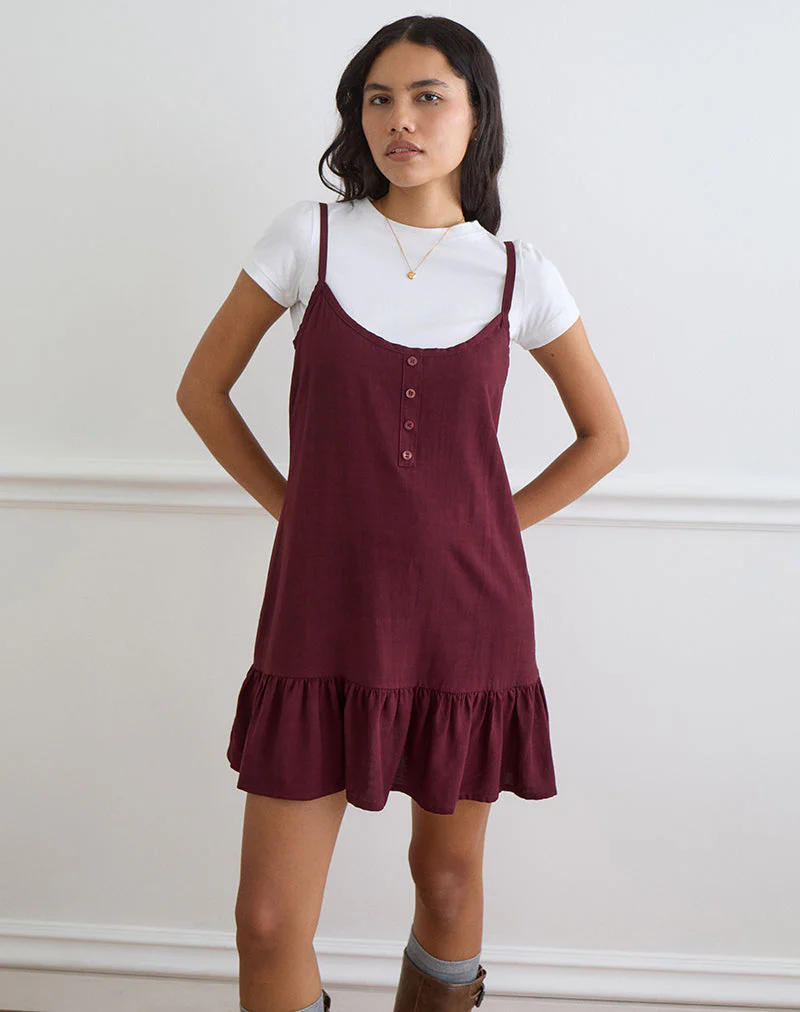 Arige Mini Dress in Maroon - Image 3