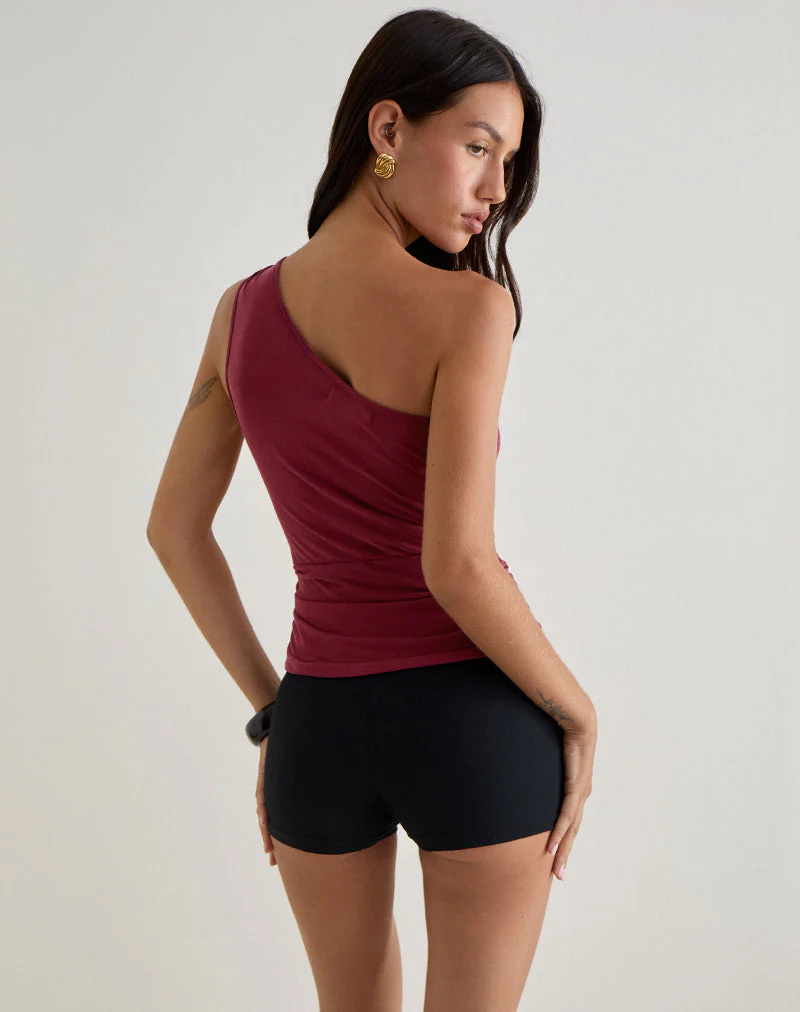 Arika Asymmetrisches ausgeschnittenes Oberteil aus Cupro Burgundy - Image 5