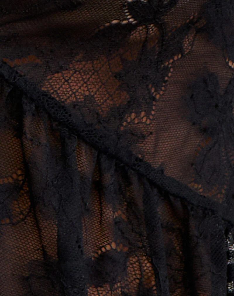 Arin Rüschen-Cami-Top aus floraler Spitze Schwarz - Image 6
