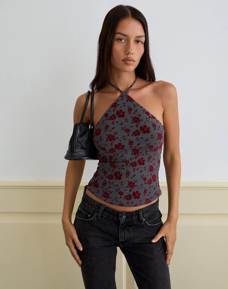 Arira Träger-Top in Garden Floral Blau Grau - Image 5