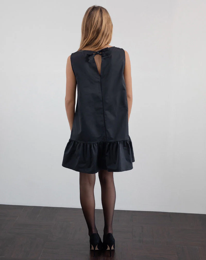 Arkana Babydoll-Minikleid aus schwarzem Taft - Image 2