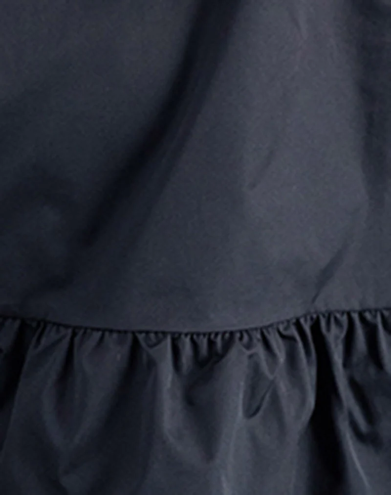 Arkana Babydoll-Minikleid aus schwarzem Taft - Image 6