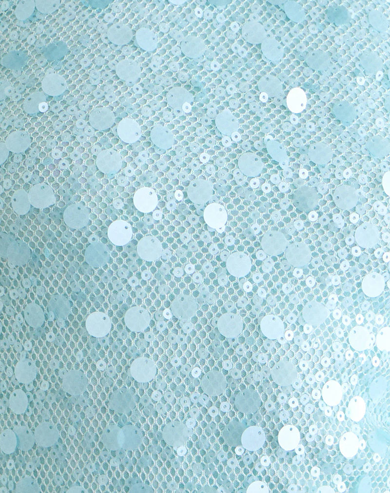 Arlela Top in Net Sequin Blue with Beaded Hem - Image 7