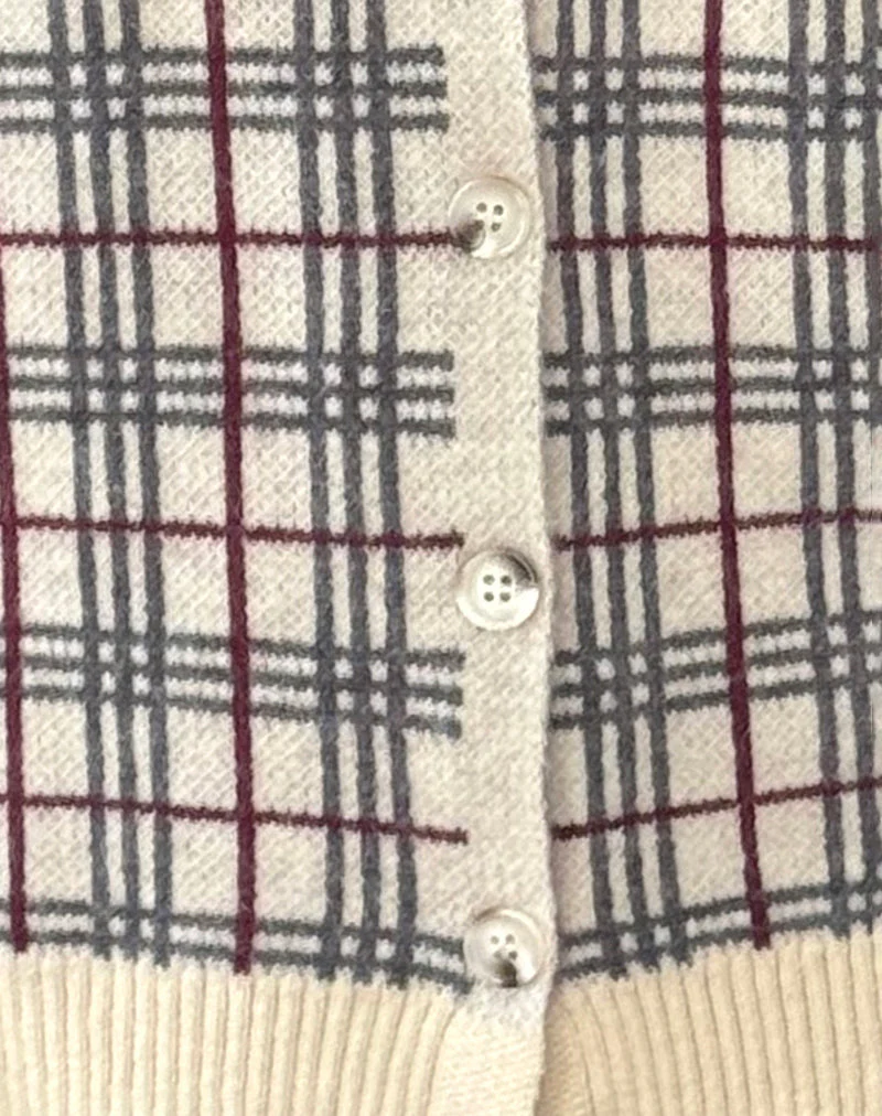 Arlene Strickjacke aus kariertem Strick in Creme - Image 6