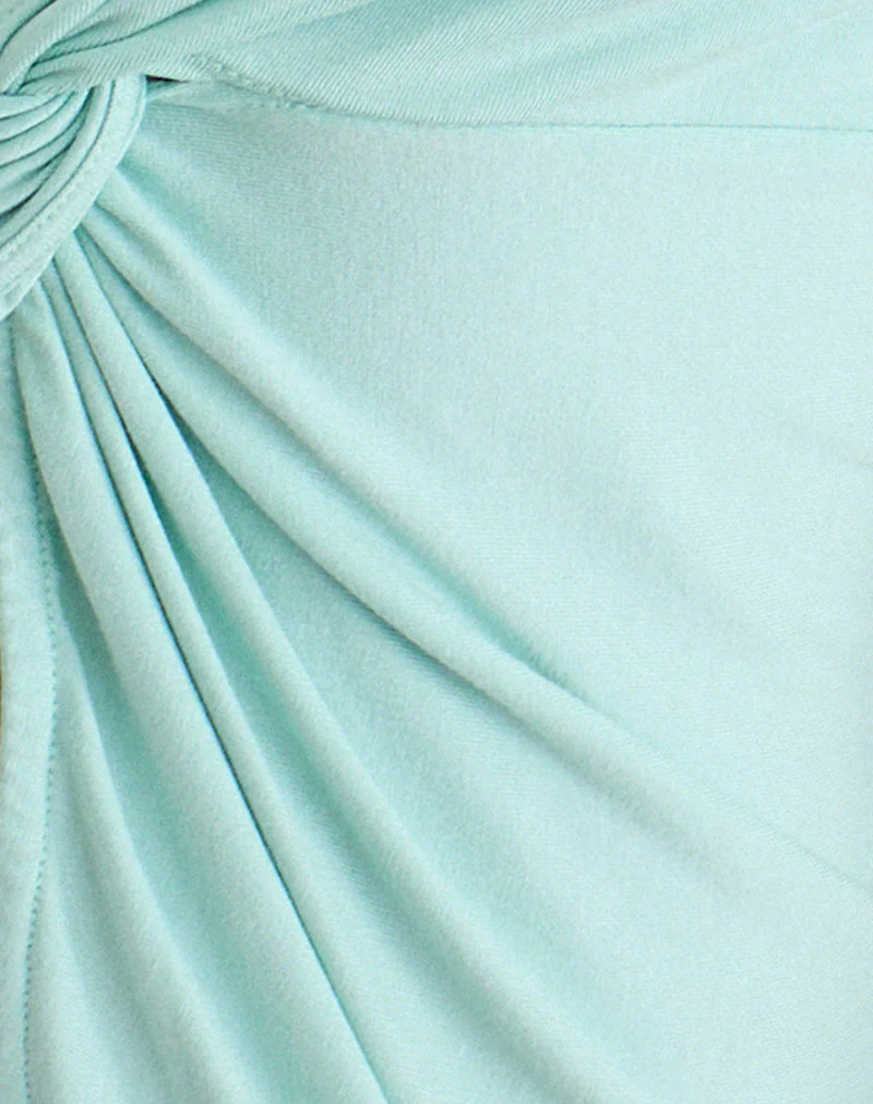Arlys Twist Detail Top in Rayon Jersey Aqua - Image 6