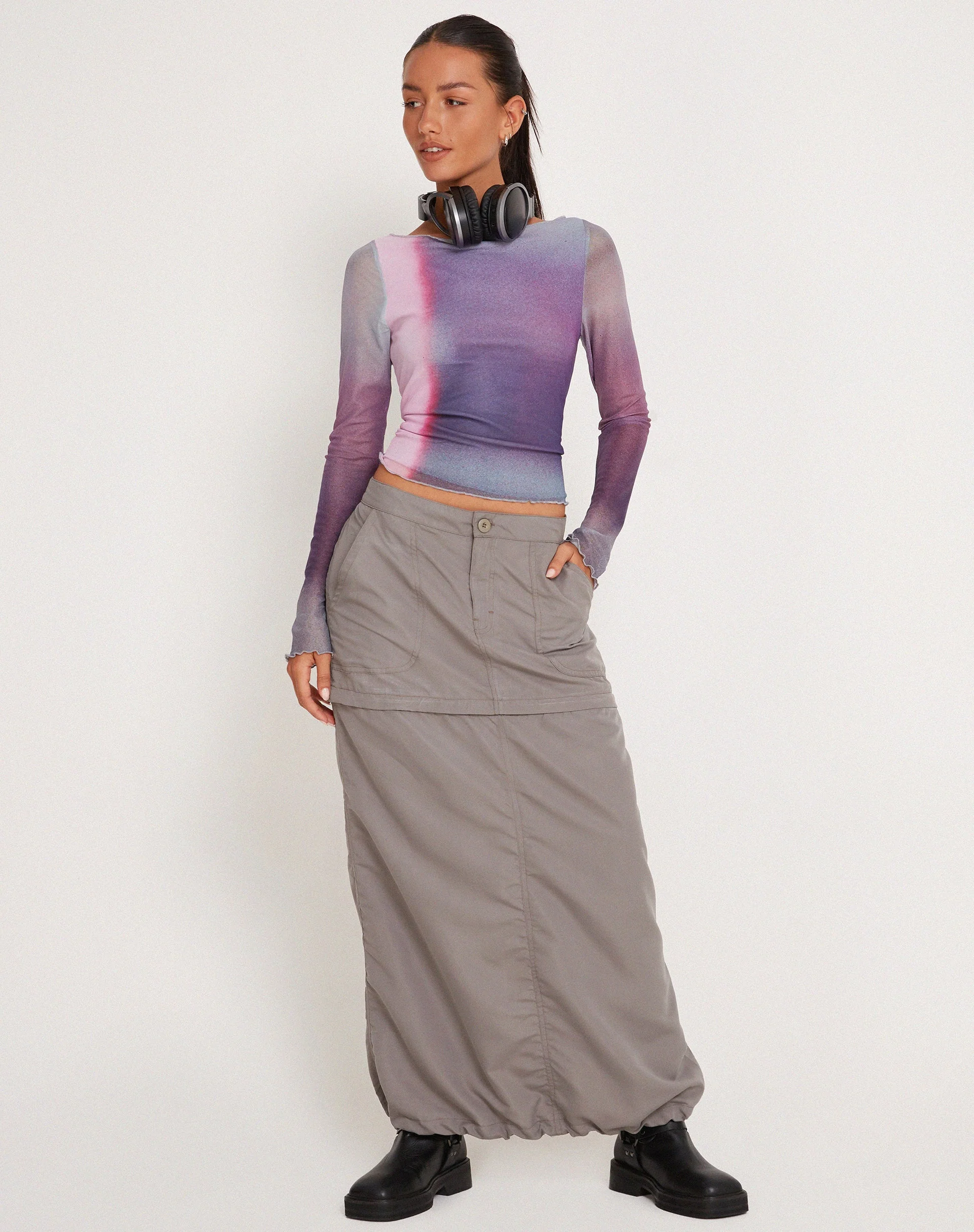 Armali Langarm-Top in Mesh Pink Digi Print - Image 2