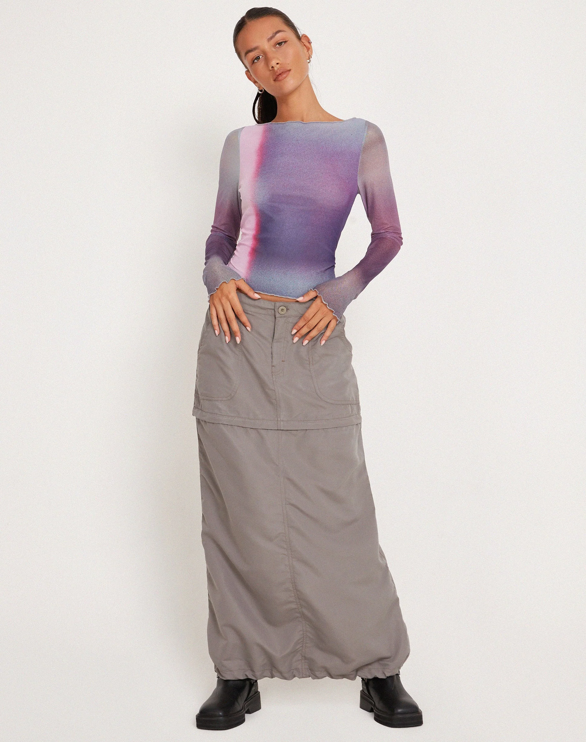 Armali Langarm-Top in Mesh Pink Digi Print - Image 5