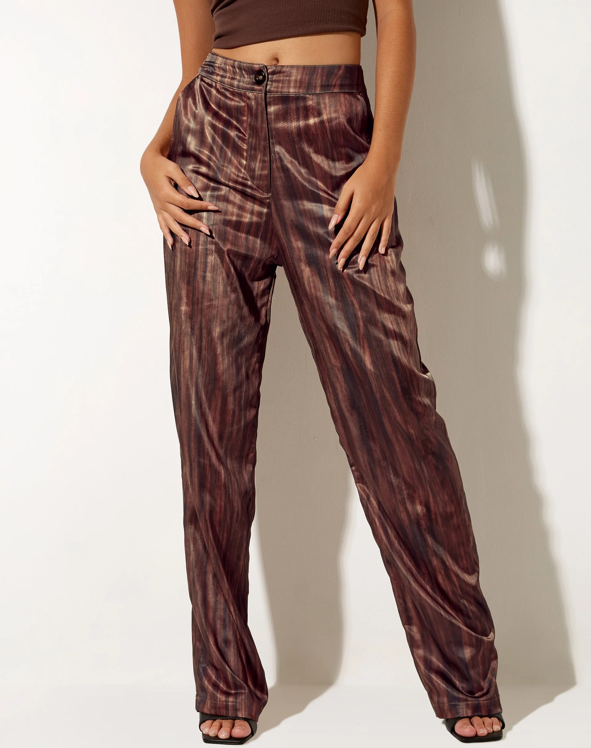 Arsala-Hose aus Satin Marmor Kakao - Image 3