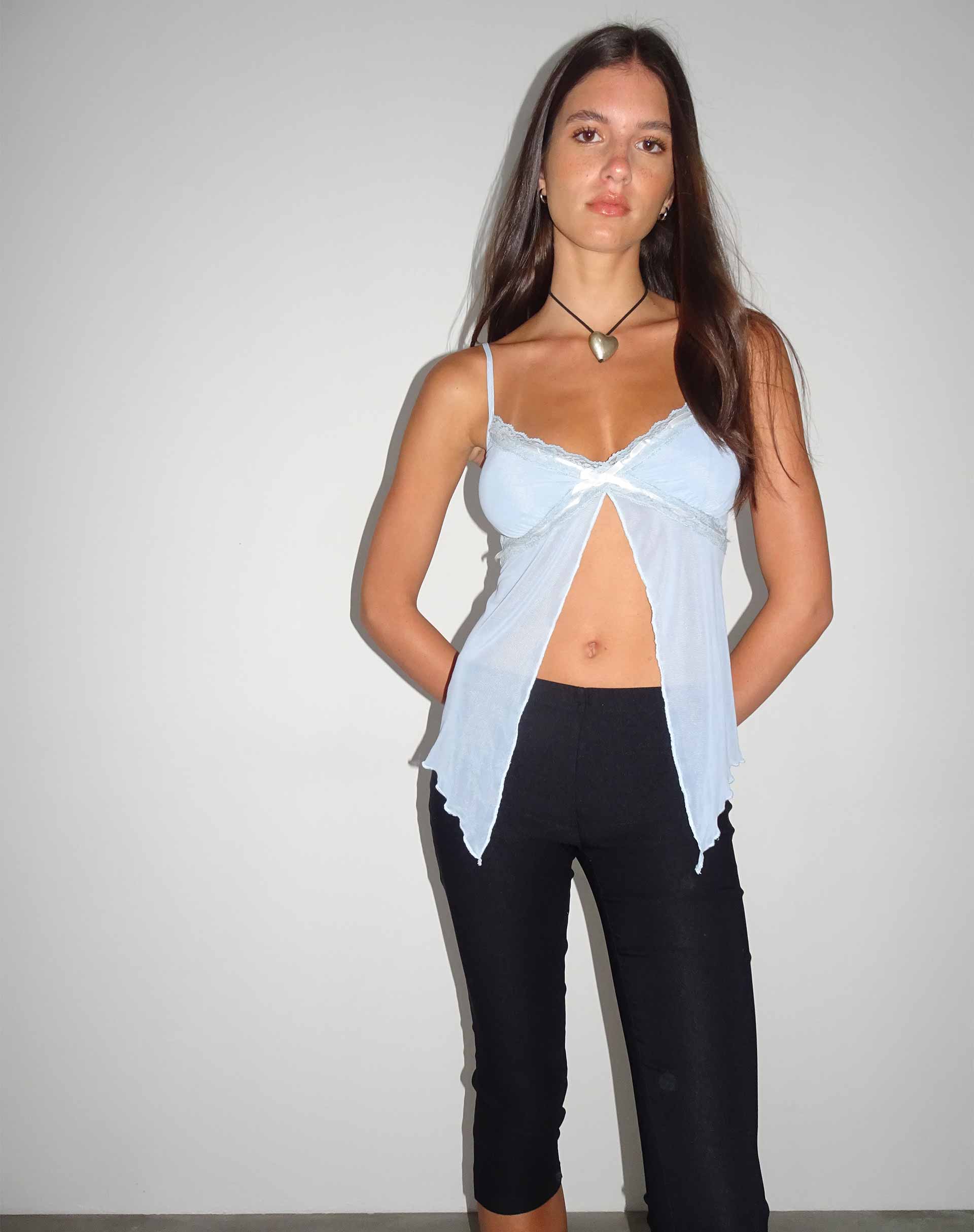 Arsyla Mesh Butterfly Top in Pastellblau