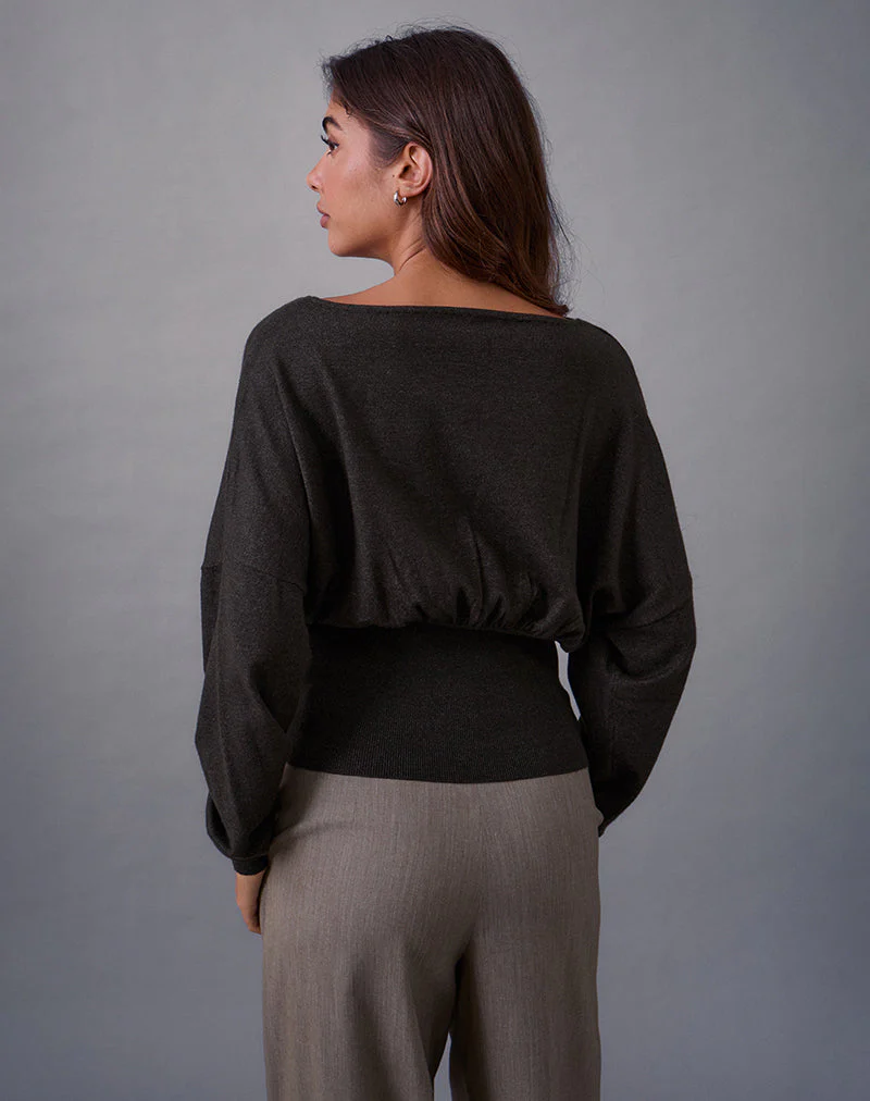 Arvel Pullover in Knit Charcoal - Image 4