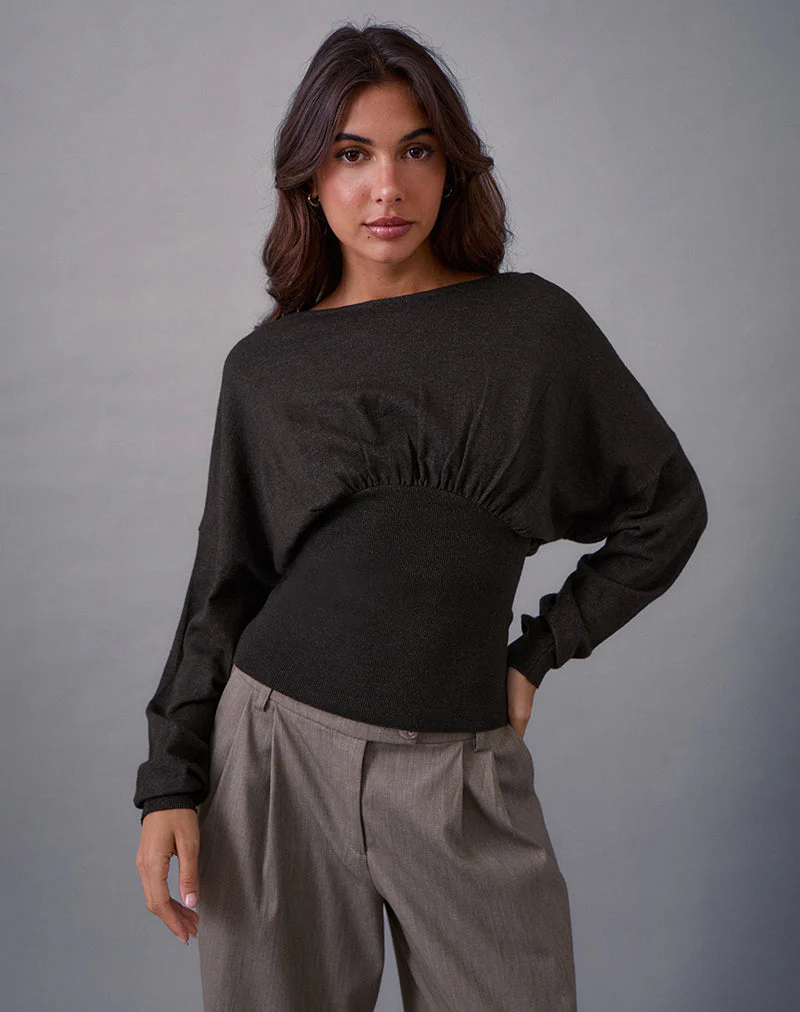 Arvel Pullover in Knit Charcoal - Image 5