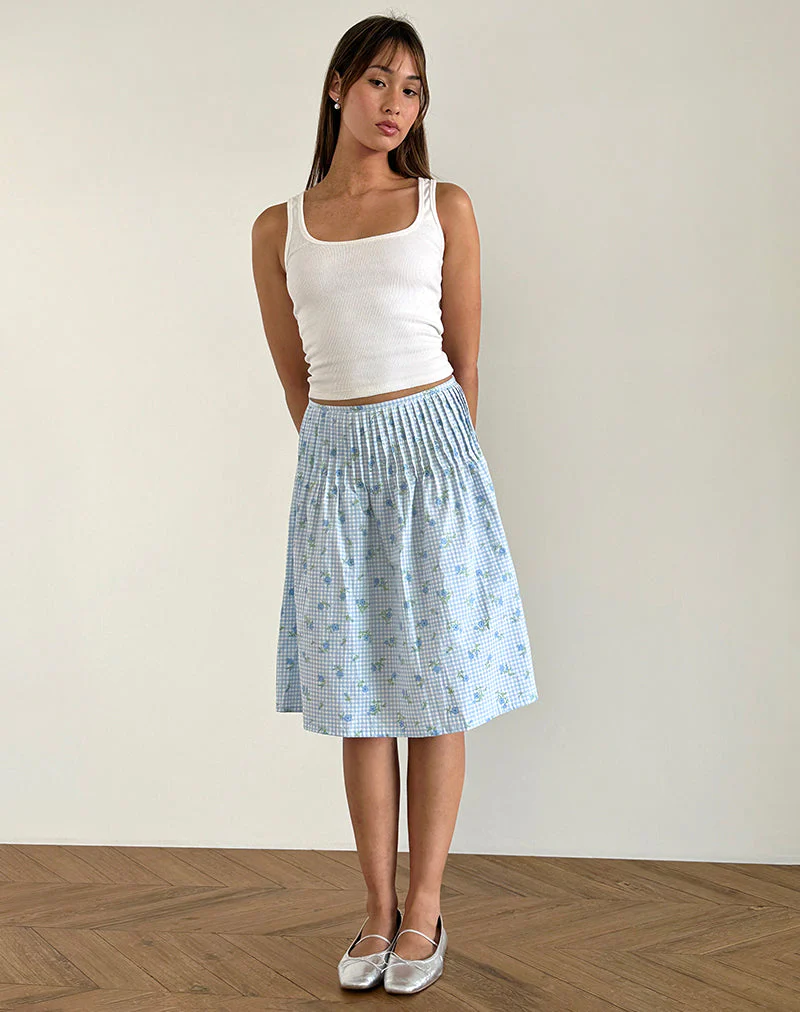 Asada Midirock aus blauem Blumengingham