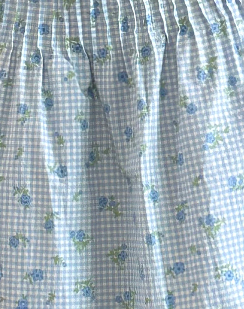 Asada Midirock aus blauem Blumengingham - Image 5